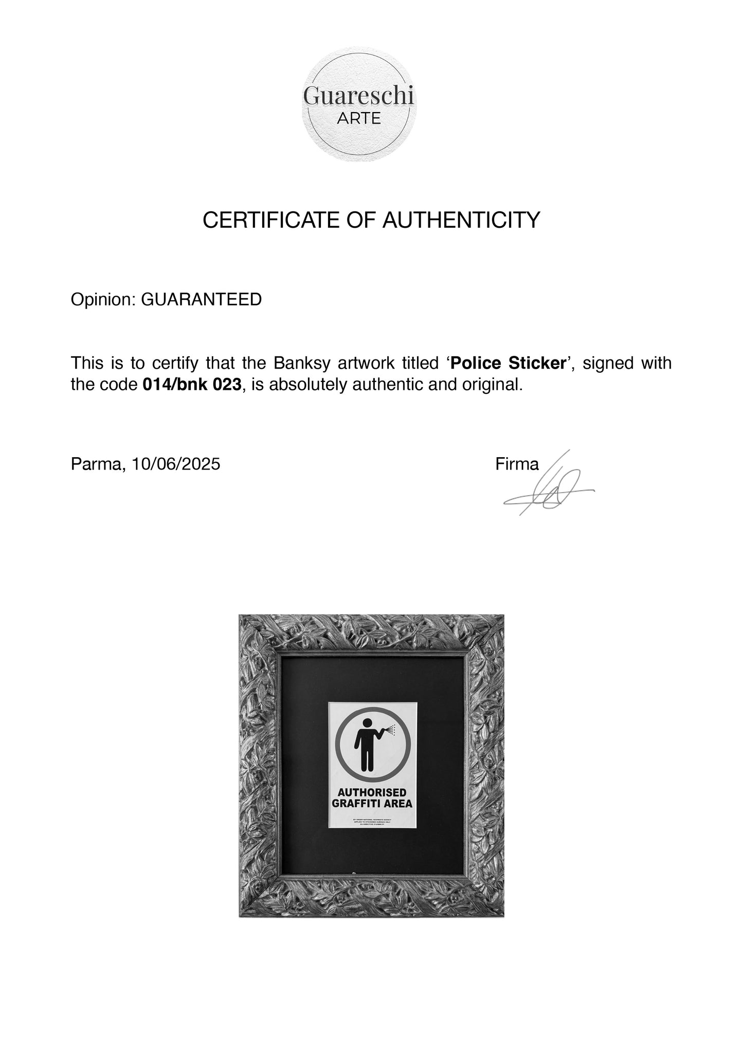 Banksy - Adesivo Originale “Authorised Graffiti Area”
