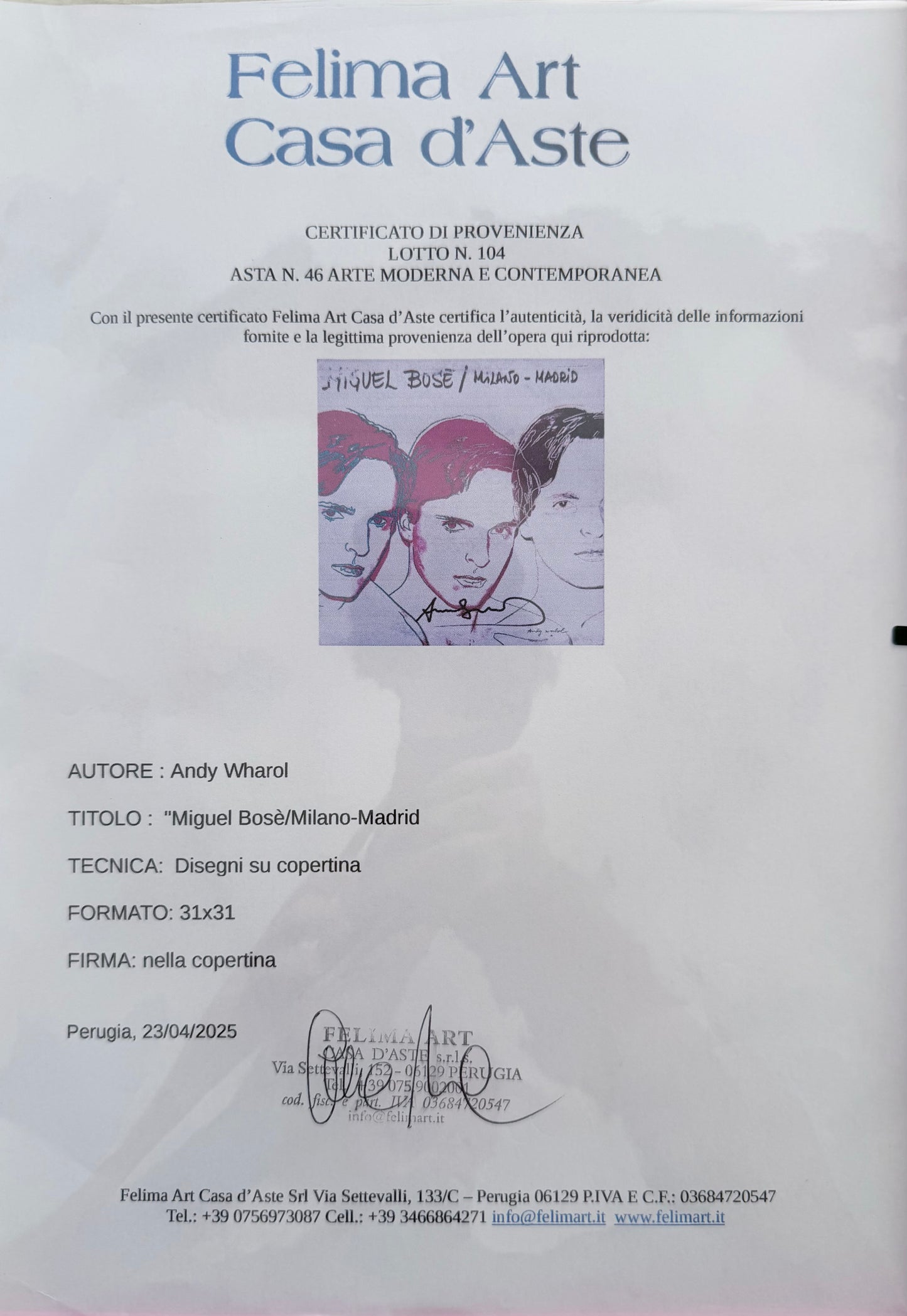 Andy Warhol - Miguel Bosé / Milano-Madrid