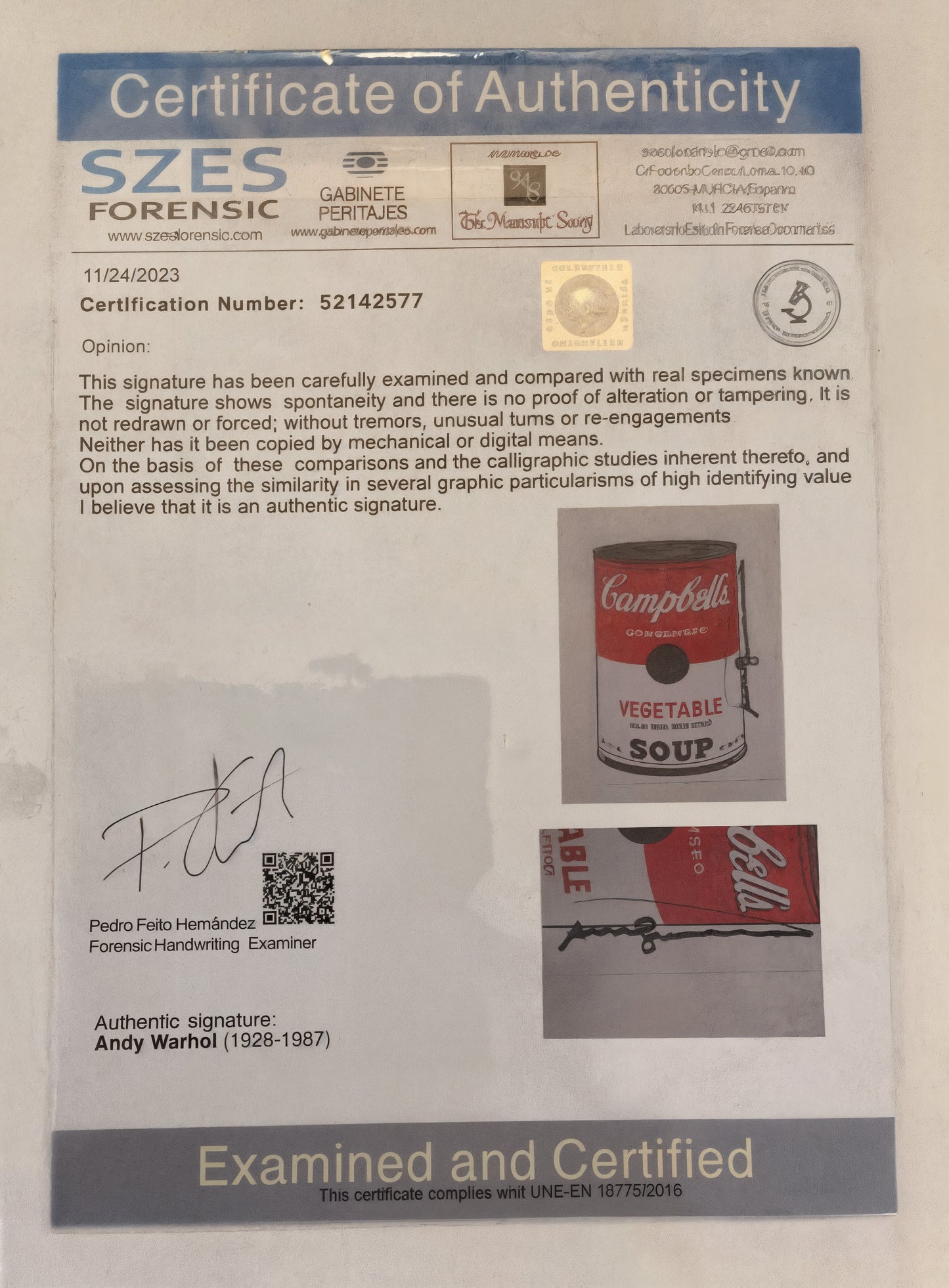 Andy Warhol – Stampa offset firmata a mano con COA