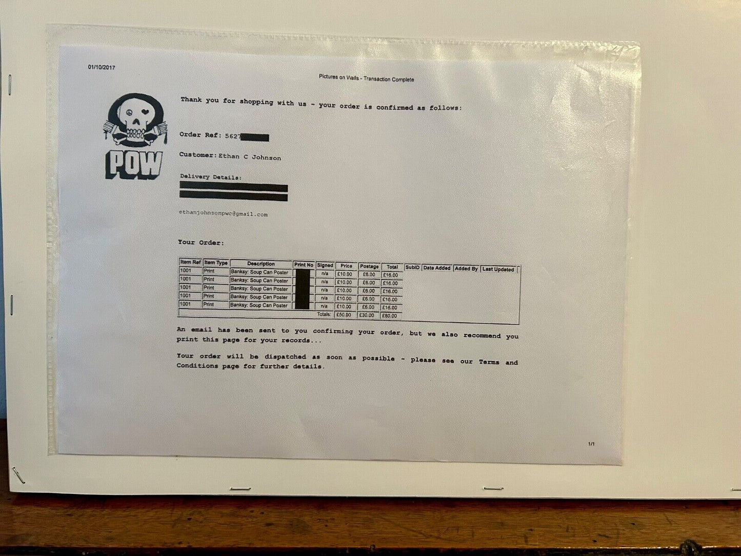 Banksy – “Tesco Soup” (2006), offset lithograph with saucer signature, POW, framed
