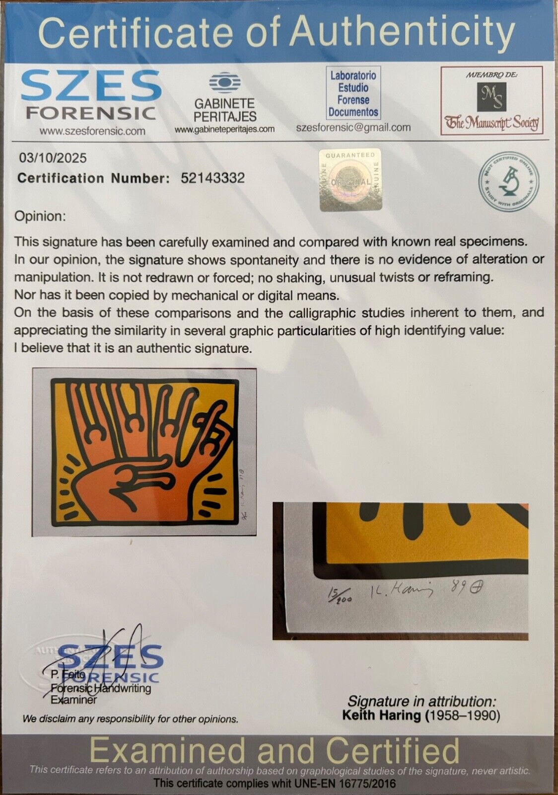 Keith Haring – “Pop Shop” (1989), hand-signed lithograph, with COA