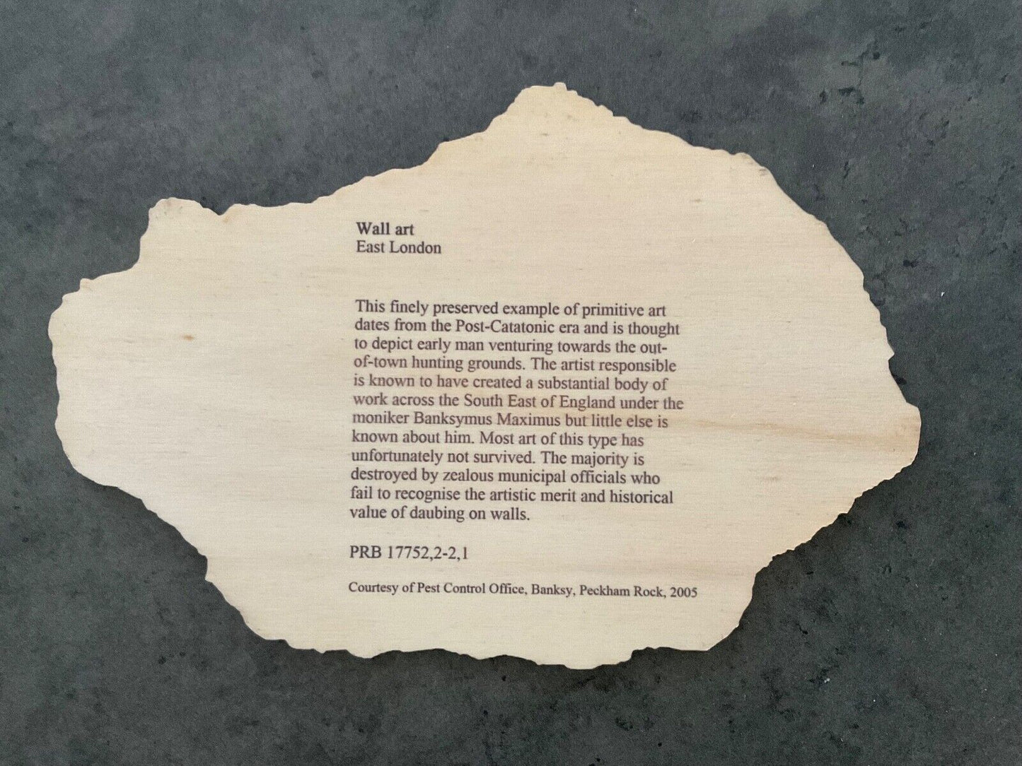 BANKSY – Peckham Rock (2018) – Limited Edition Wooden Postcard – With COA