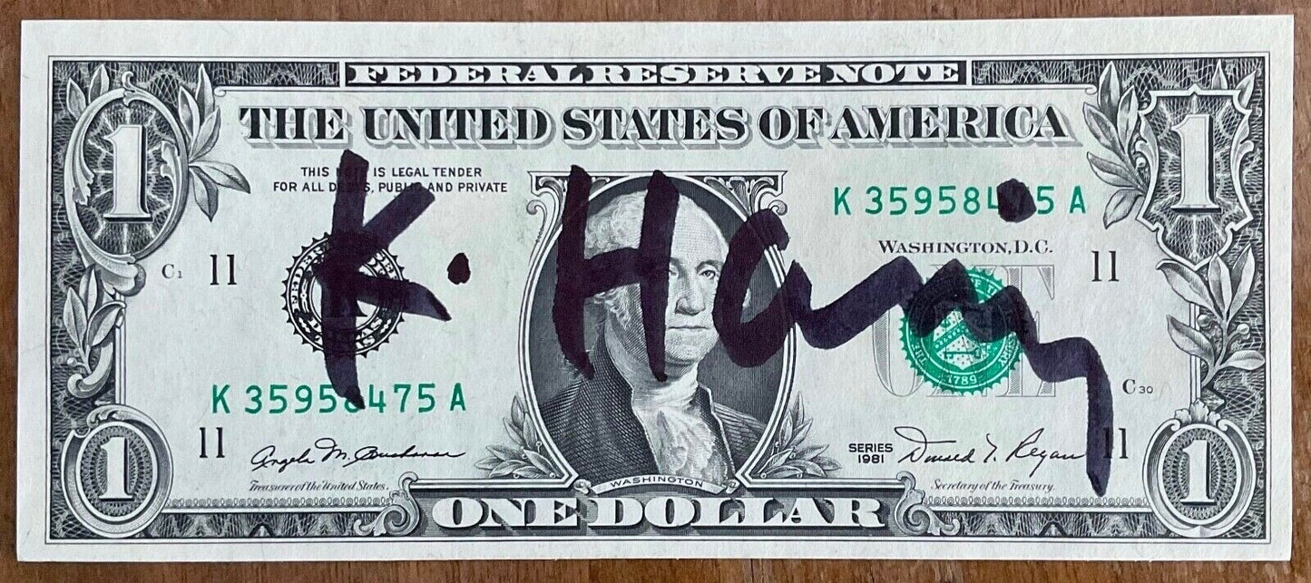 Keith Haring – Banconota da un dollaro firmata a mano (1981)