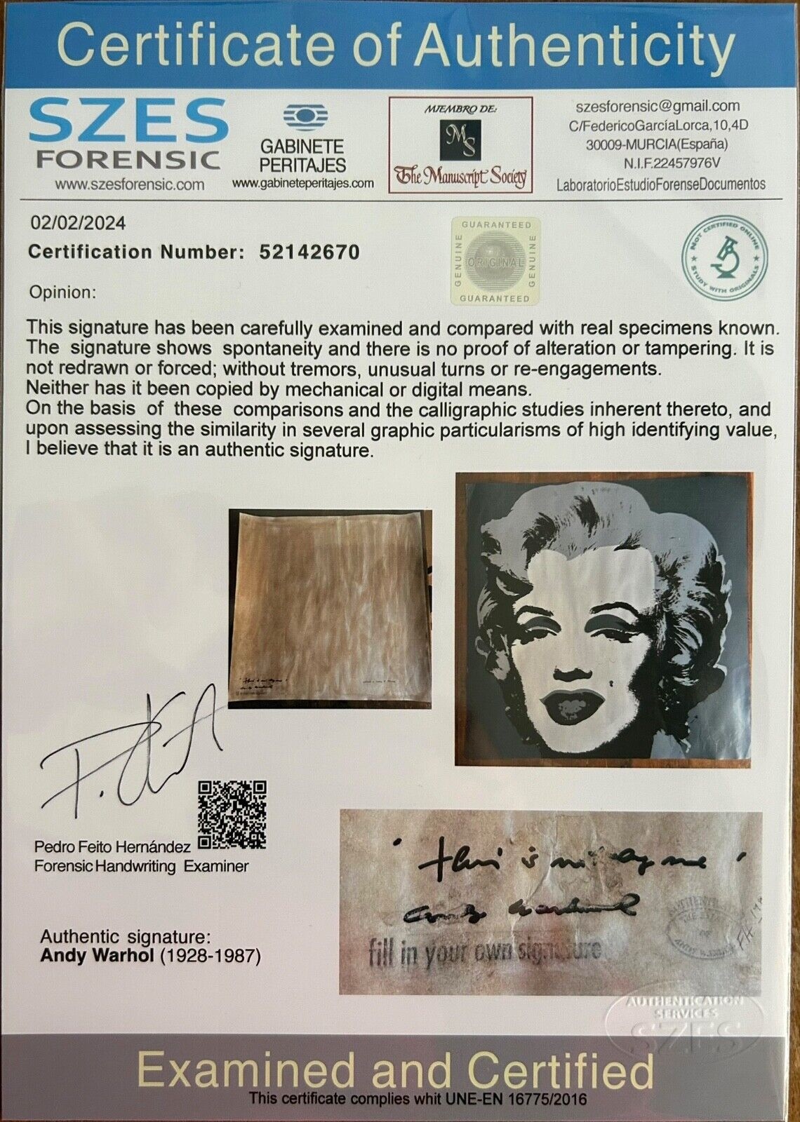 Andy Warhol – Black Marilyn, 1970 (Sunday B. Morning, Signed “This is not by me”)
