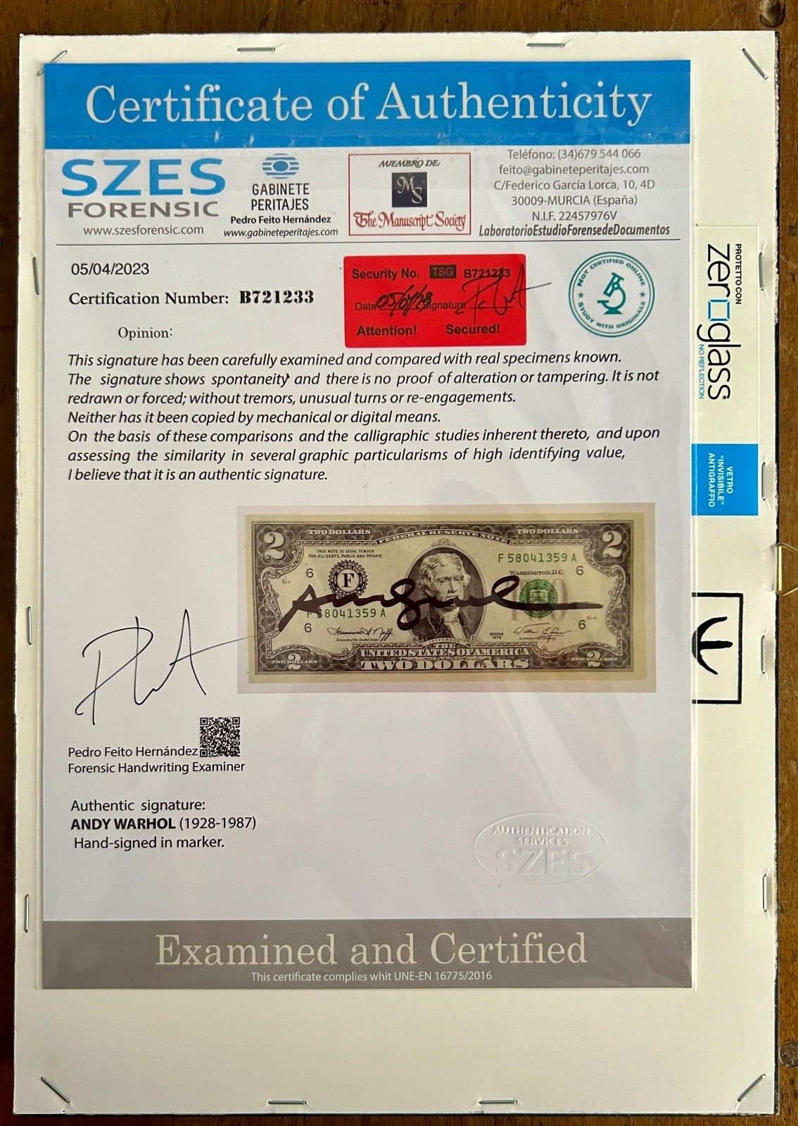Andy Warhol – Banconota da un dollaro originale firmata (1976)