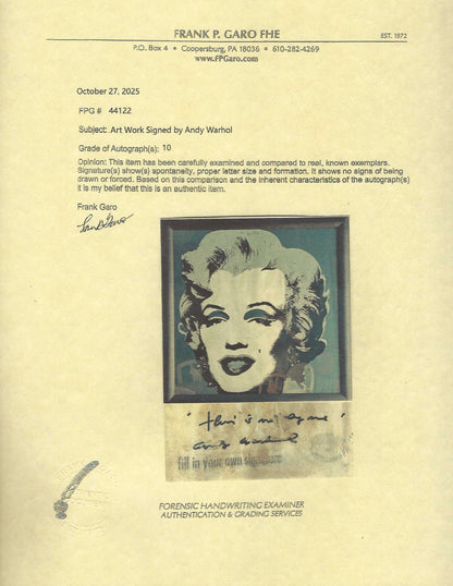 Andy Warhol – "This is not by me", 1970