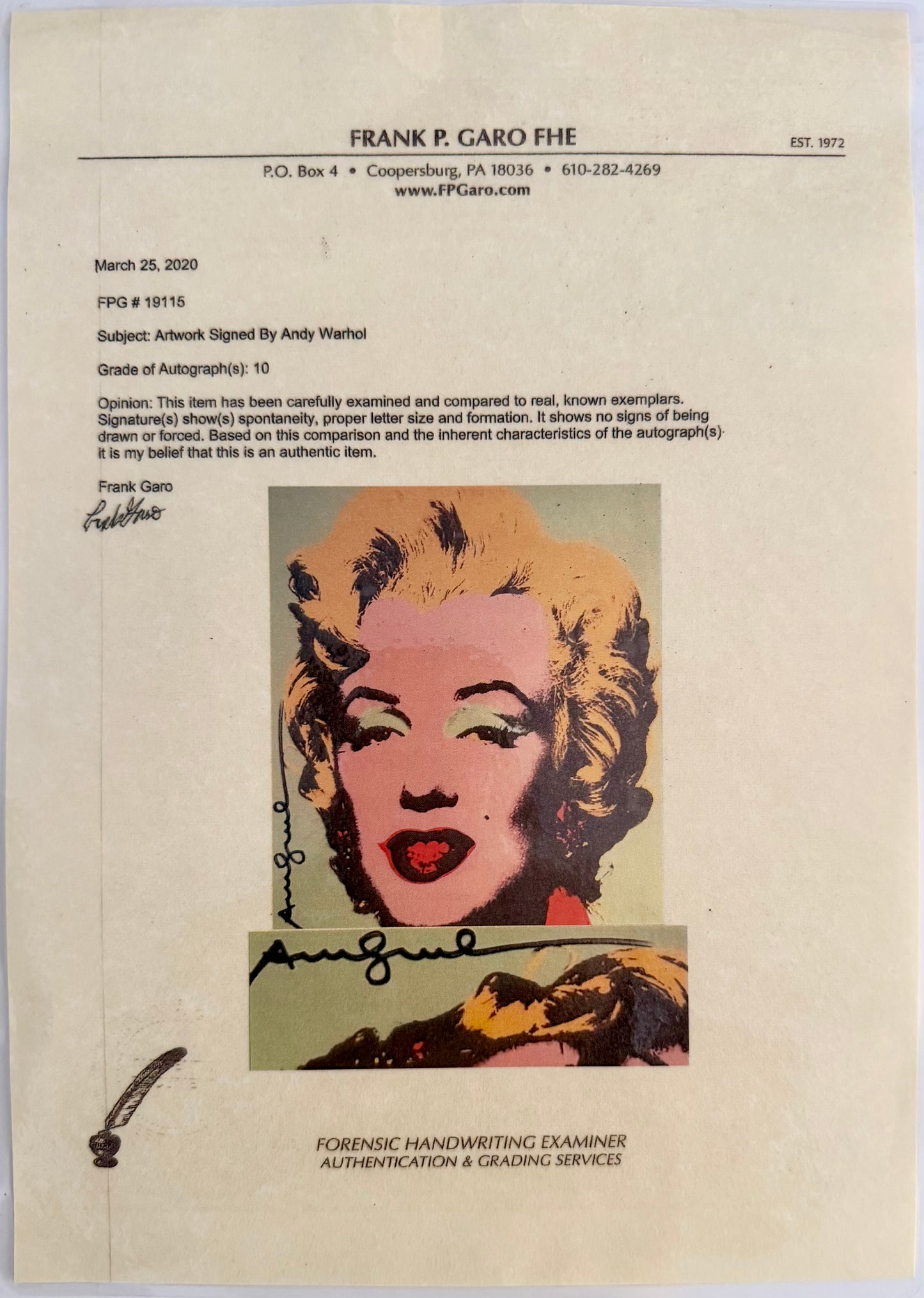 Andy Warhol - Hand Signed Marilyn