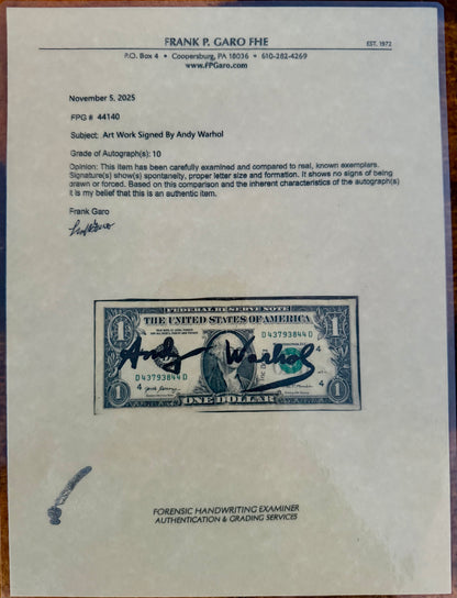 Andy Warhol – Original Signed One Dollar Bill (1976)