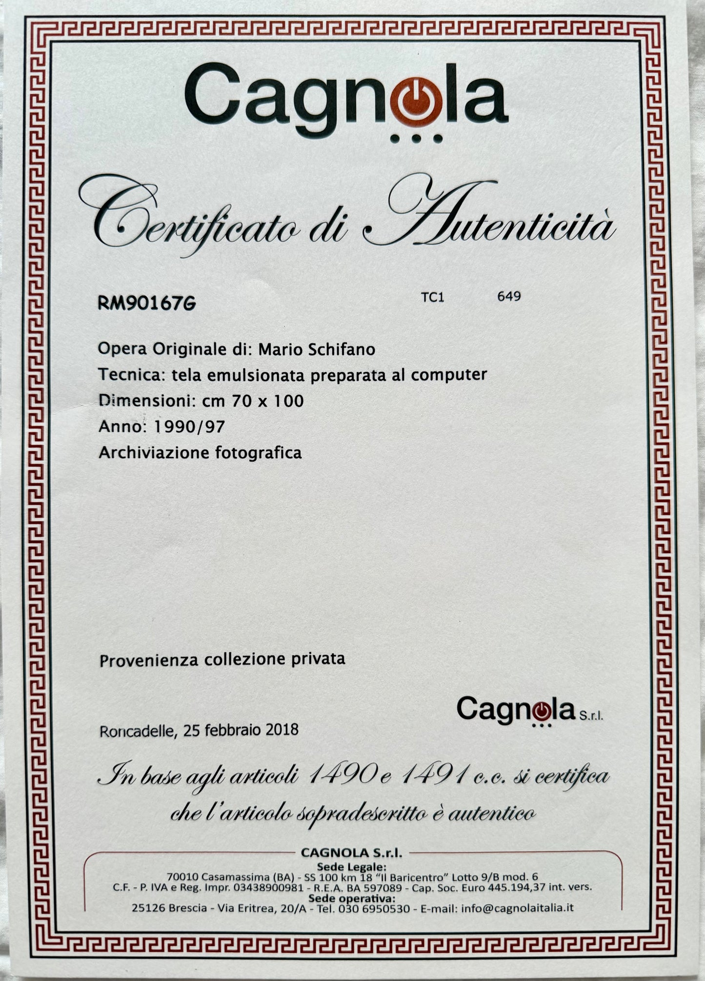 Mario Schifano - Senza Titolo 90