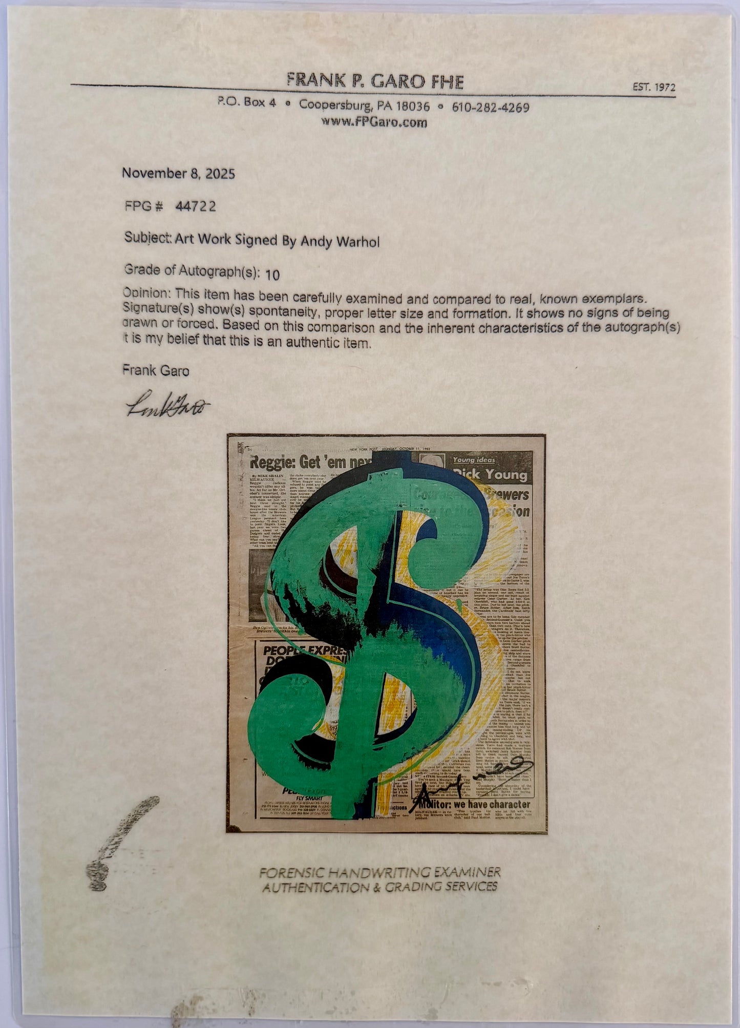 Andy Warhol - Dollar Sign