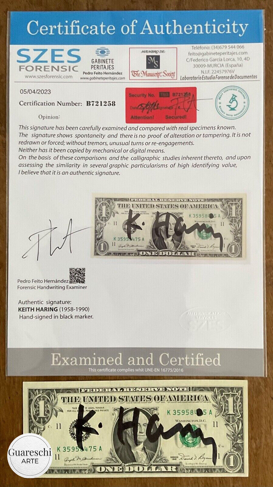 Keith Haring – Banconota da un dollaro firmata a mano (1981)