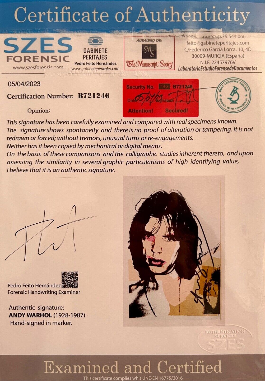 Andy Warhol – Cartolina d’invito “Mick Jagger” (1975)